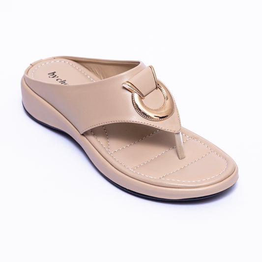 Women's Light Pink Round Buckle Slipper