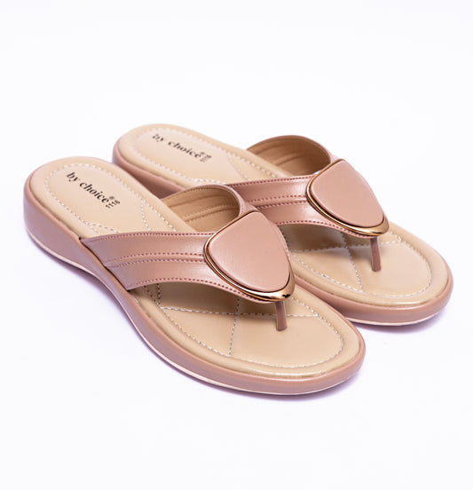 Women's Light Pink V-Buckle Slippers
