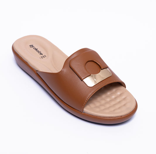 Women's Mustard Square Buckle Slipper