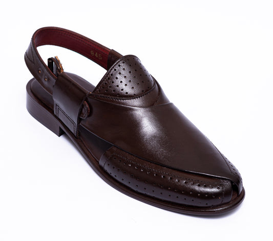 Brown Dotted Texture Leather Chappal