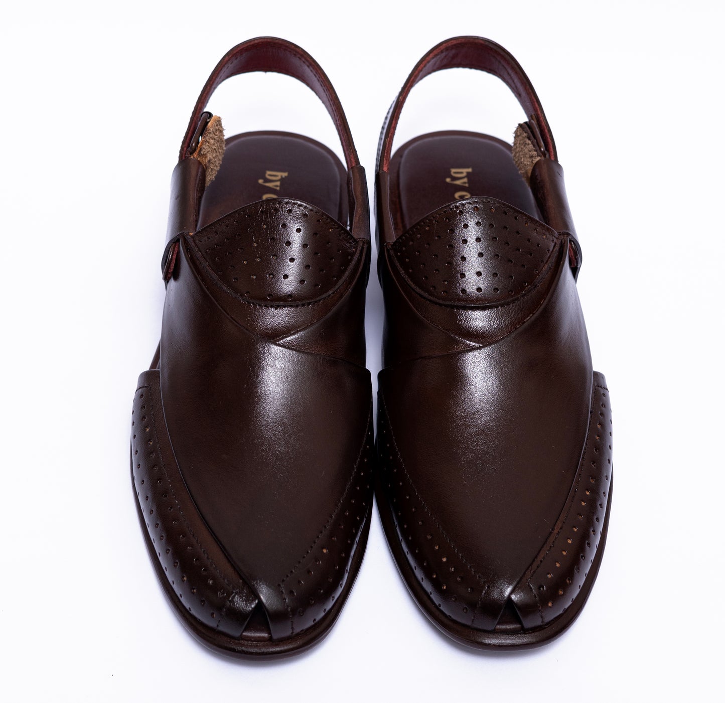 Brown Dotted Texture Leather Chappal