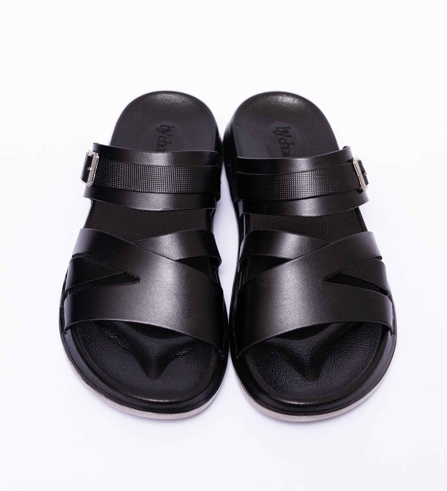 Medicated Black Cross Strap Slipper