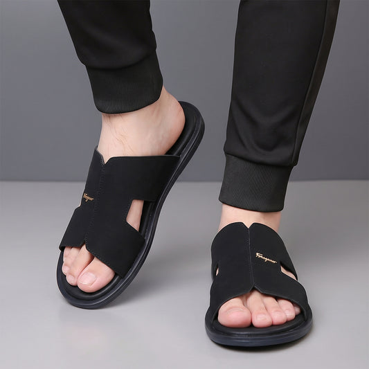Men's Luxe Black Slippers