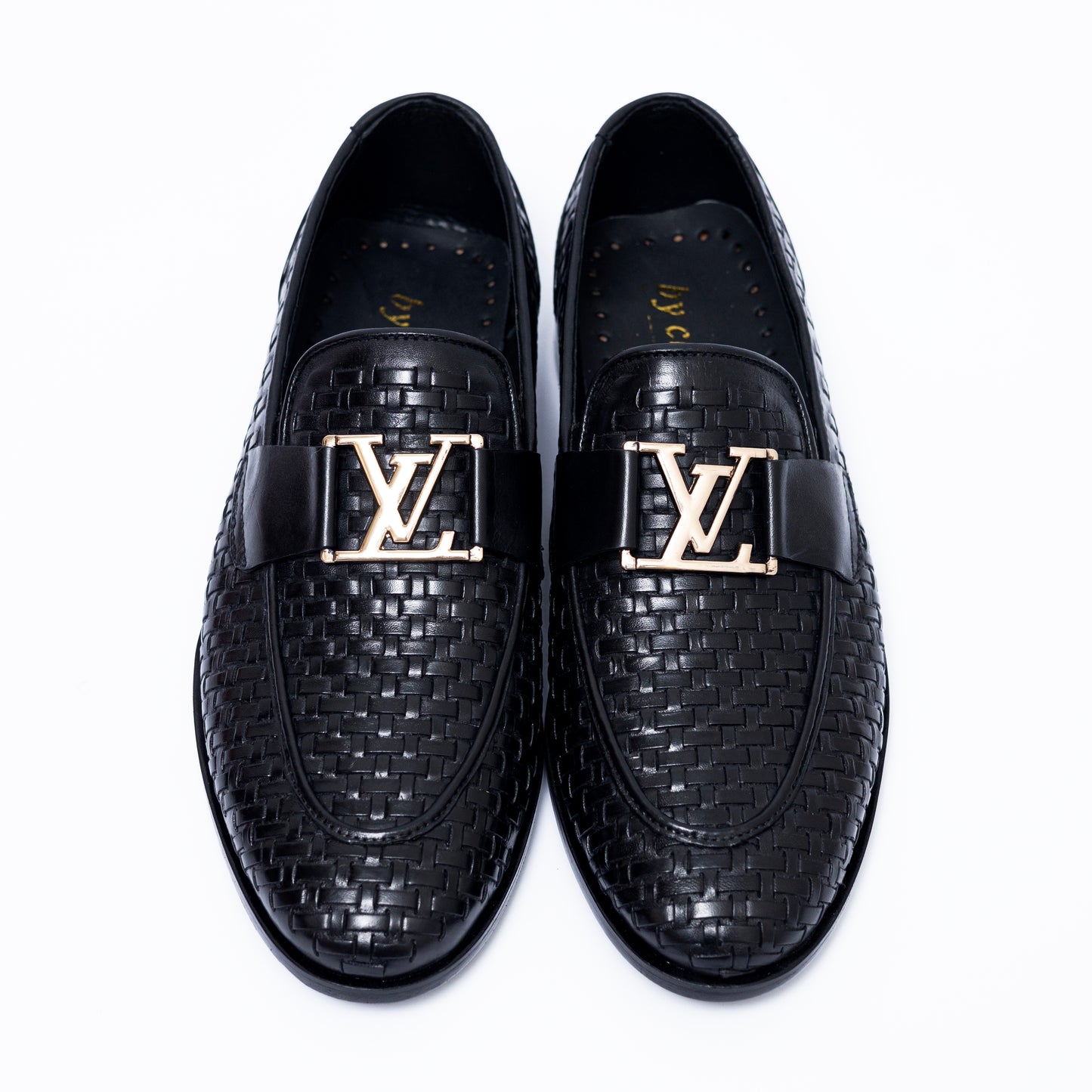 Black LV Woven Leather Shoes