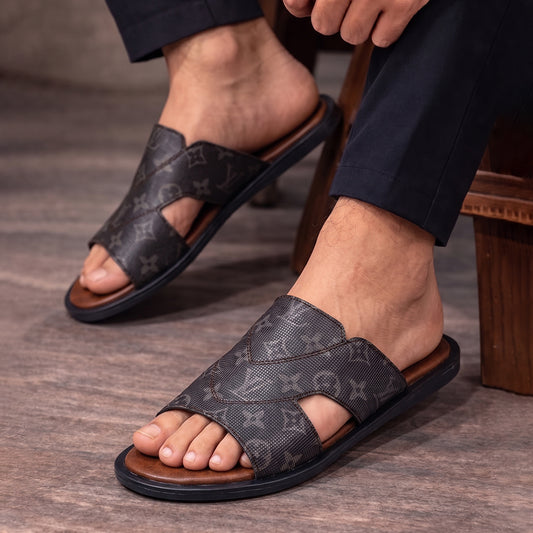Men's Luxe Brown LV Pattern Slippers