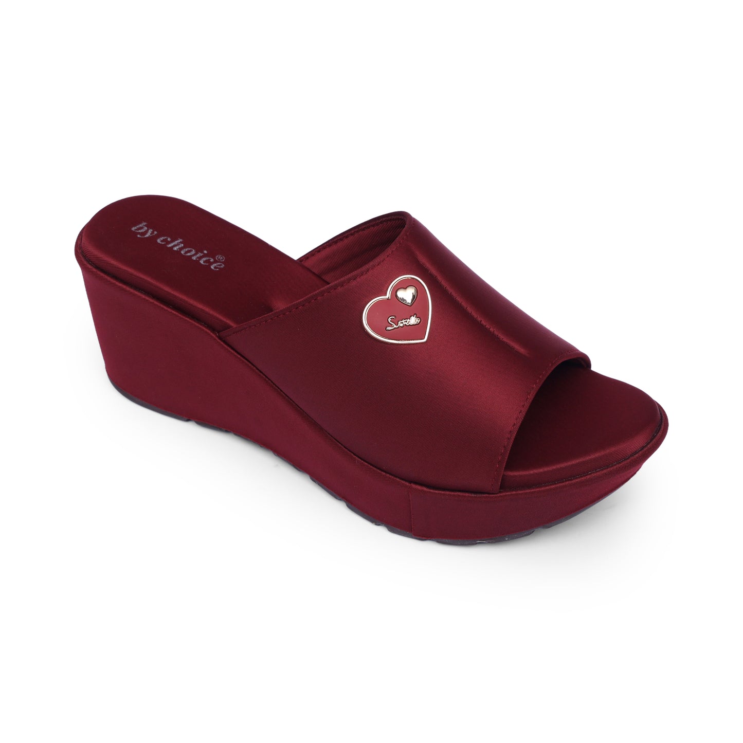 Women's Maroon Wedge Slippers