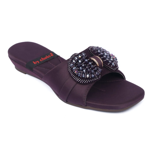 Women's Fancy Purple Stone Slipper