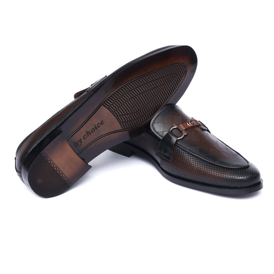 Brown Cherry Textured Formal Shoes