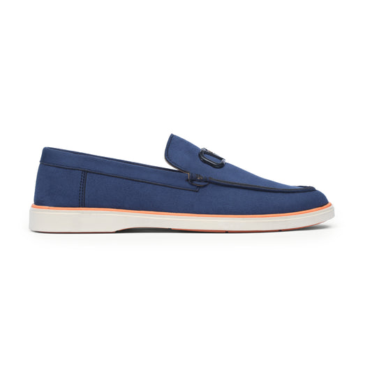 Blue Suede Leather Crest Loafer