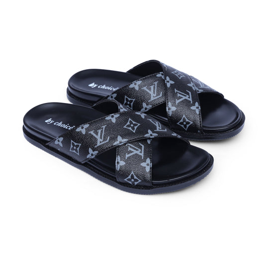 Men's LV Cross Strap Medicated Slippers