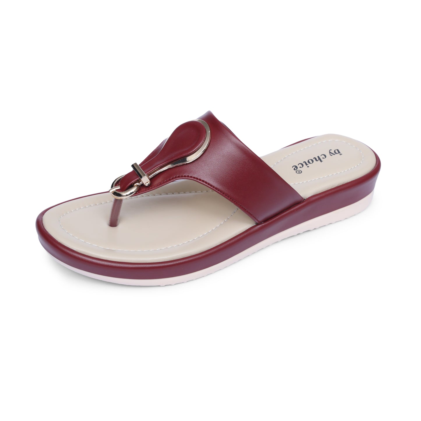 Women's Maroon Oval Ring Slippers