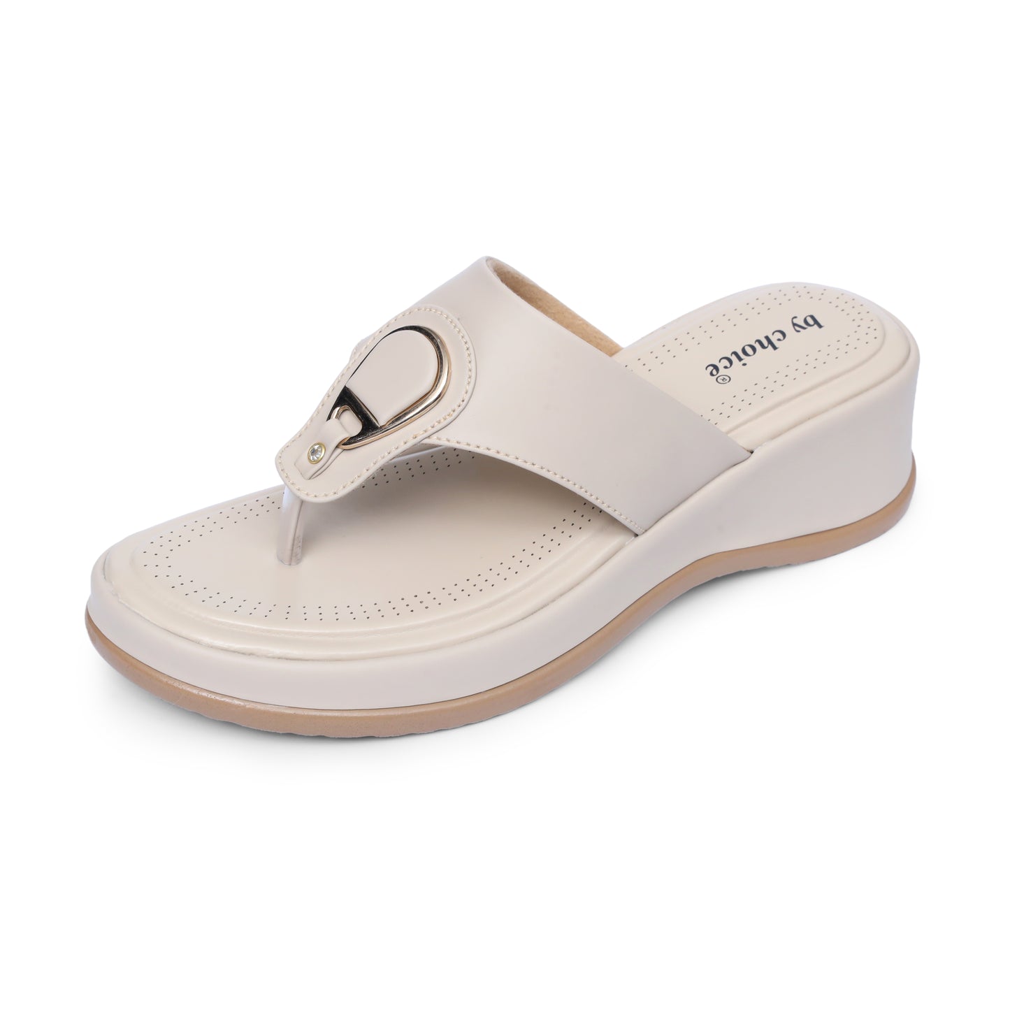Women's Beige D-Ring Slippers