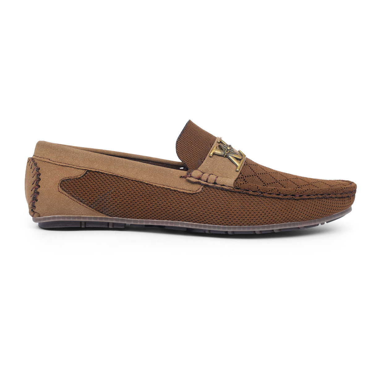 Brown Knit LV Strap Loafer