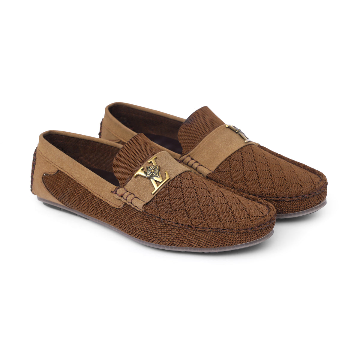 Brown Knit LV Strap Loafer