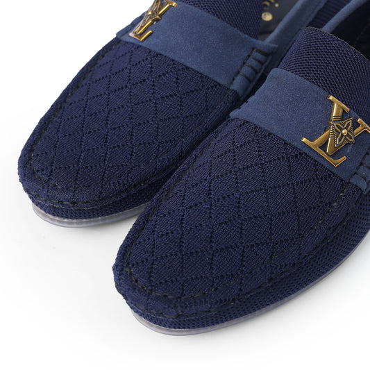 Blue Knit LV Strap Loafer
