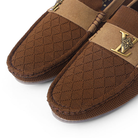 Brown Knit LV Strap Loafer