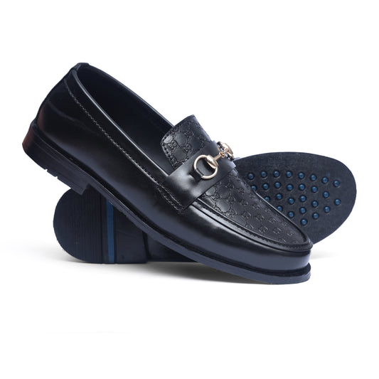 Black Horsebit Pattern Loafers