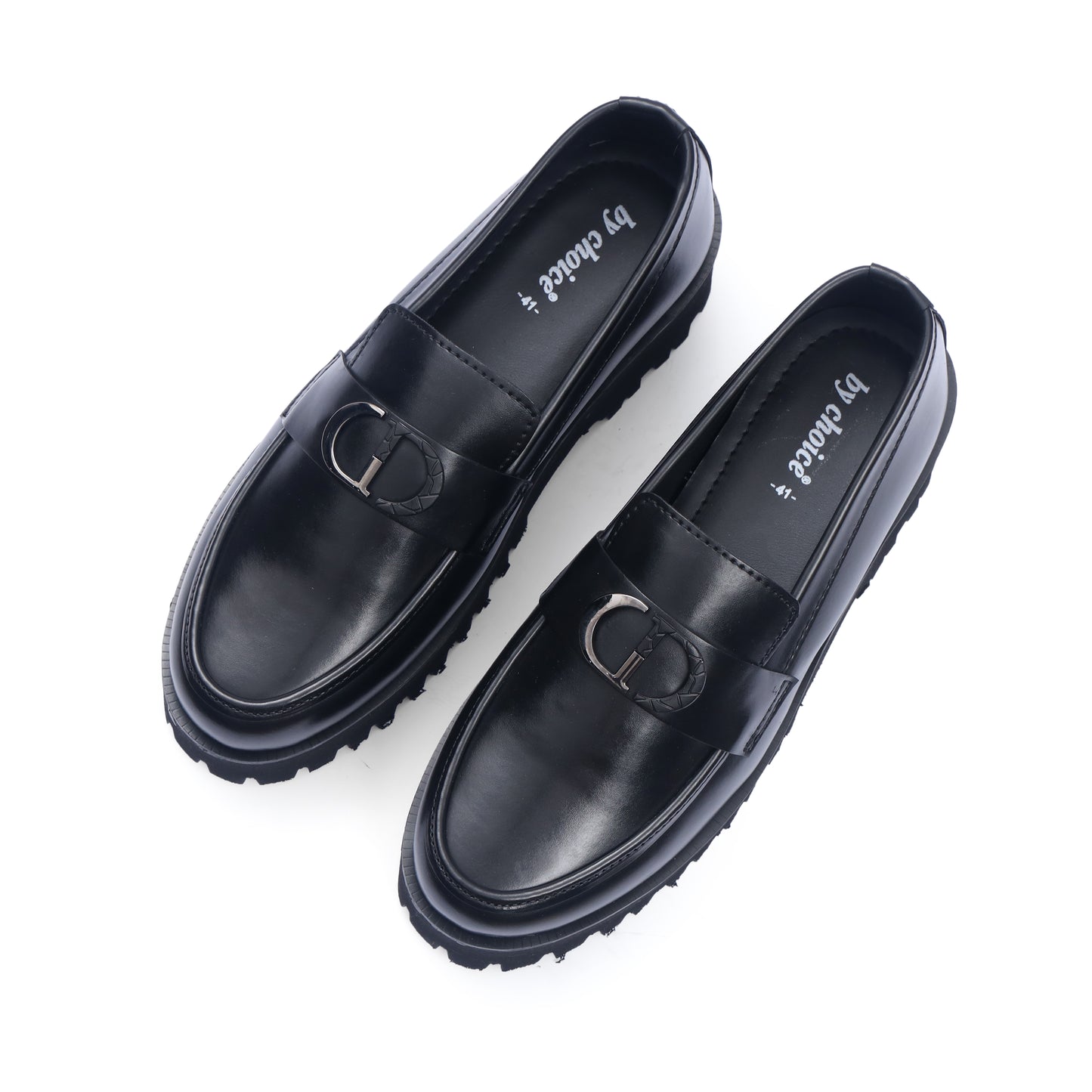 Black Dior Buckle High Sole Loafers