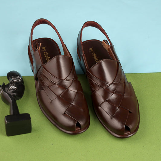 Brown Braided Leather Chappal
