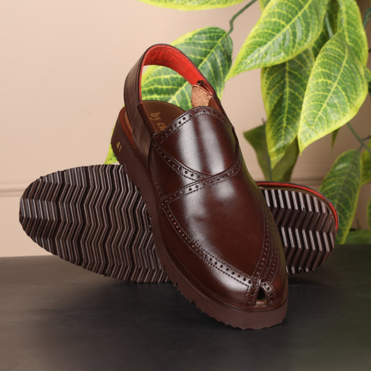 Premium Leather High Sole Brown Chappal