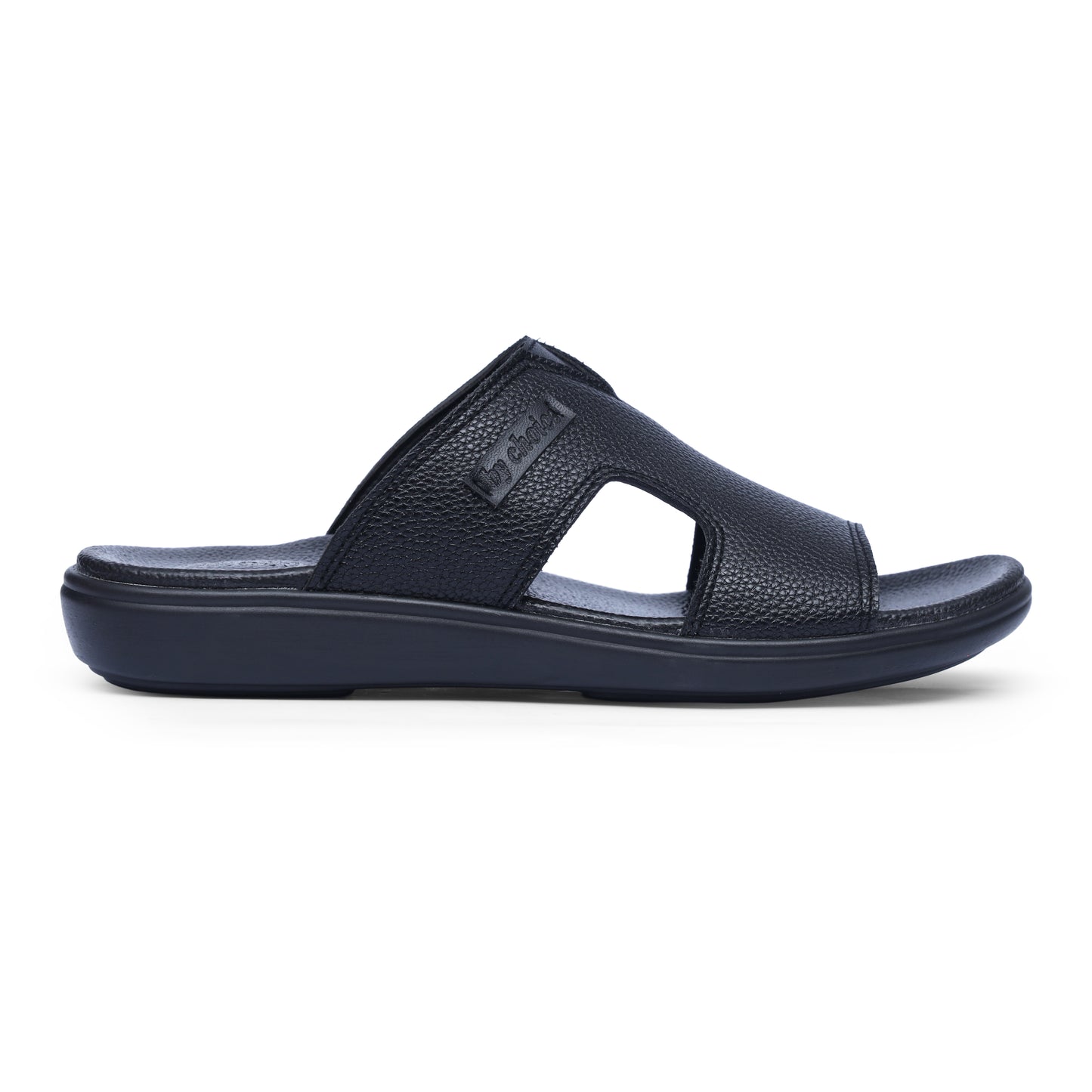 Men's Black Leather Medicated Slippers