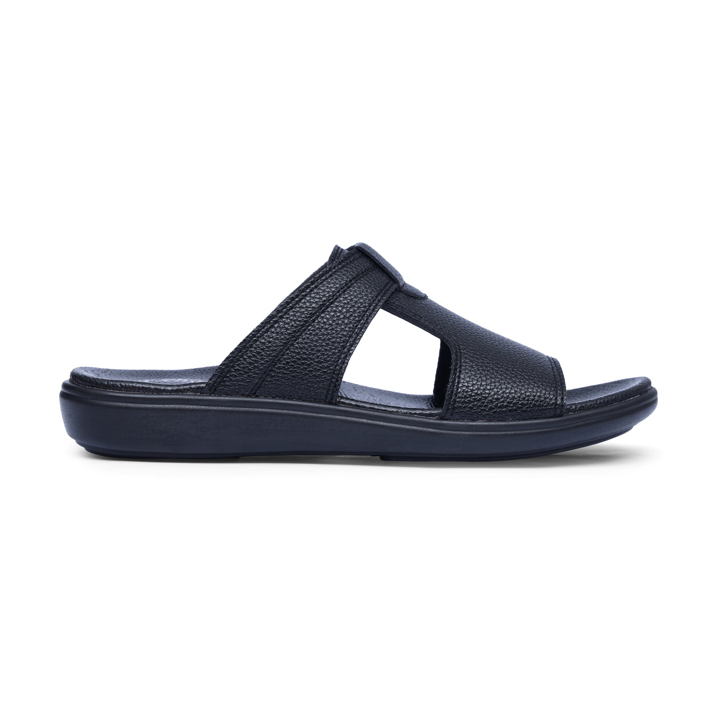 Men's Black Leather Strap Medicated Slippers