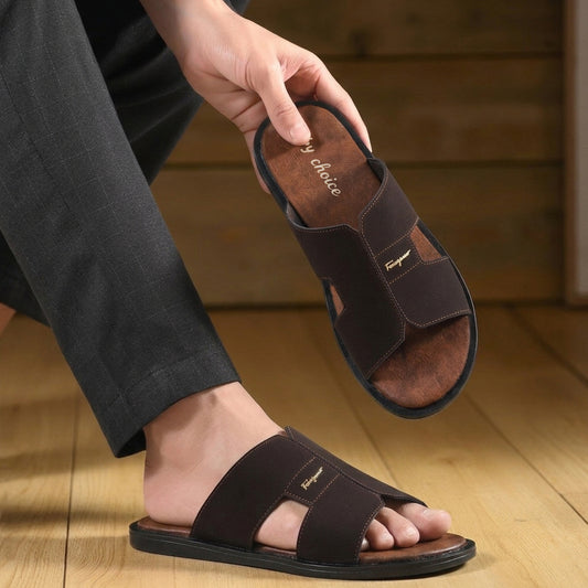 Men's Luxe Brown Slippers