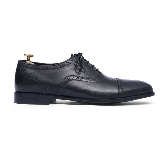 Black Oxford Leather Lace Up Shoes