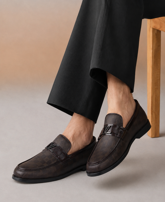 Brown Check LV Strap Loafer
