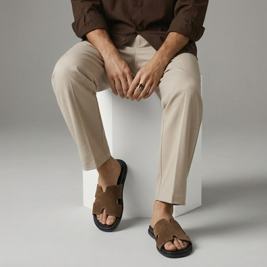 Men's Mustard Suede Medicated Slippers