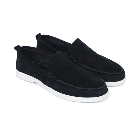 Black Leather Suede Loro Piana Loafer