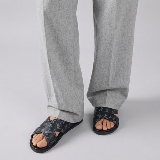 Men's LV Cross Strap Medicated Slippers