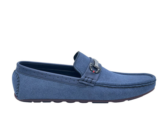 Blue Suede Horsebit Loafer