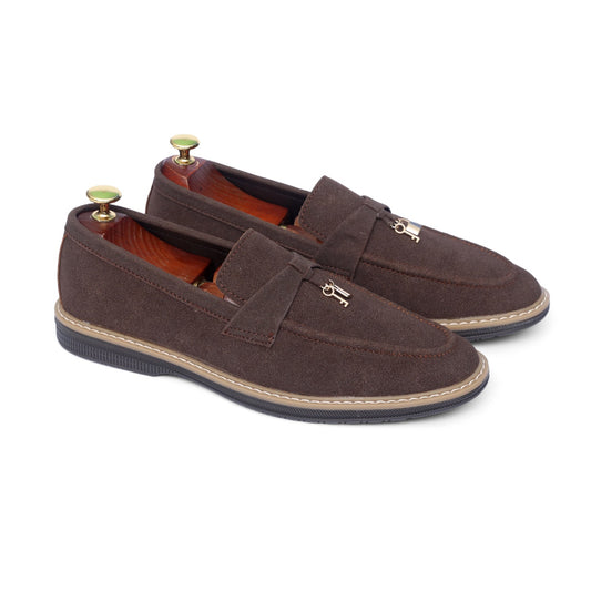 Brown Suede Lock Key Loafer