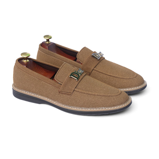 Tan Suede Dior Buckle Loafer