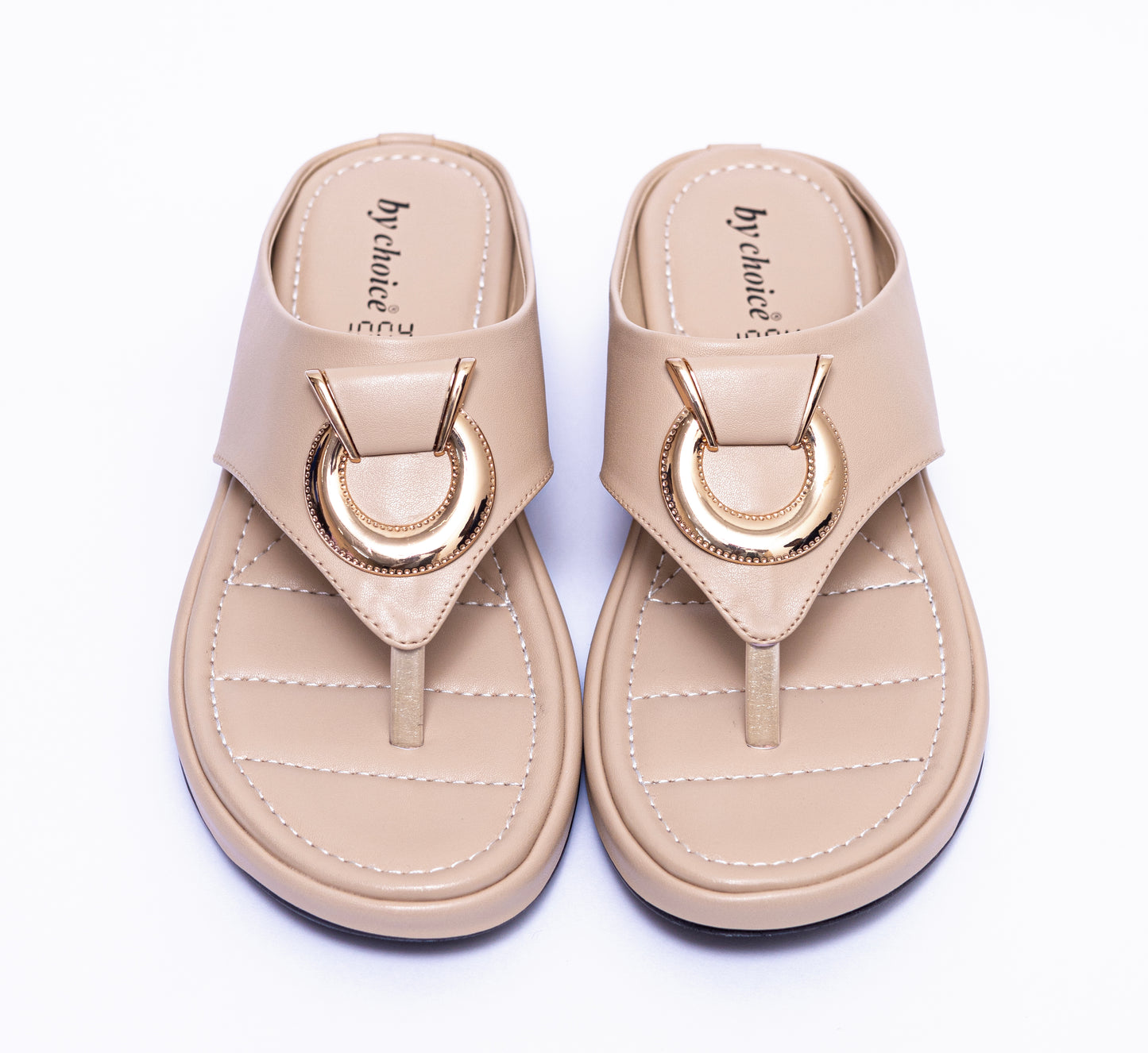 Light Pink Round Buckle Comfort Women's Slipper