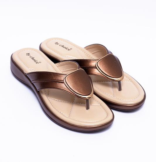 Brown V-Buckle Cushy Women's Slipper