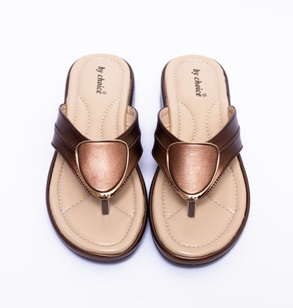 Brown V-Buckle Cushy Women's Slipper