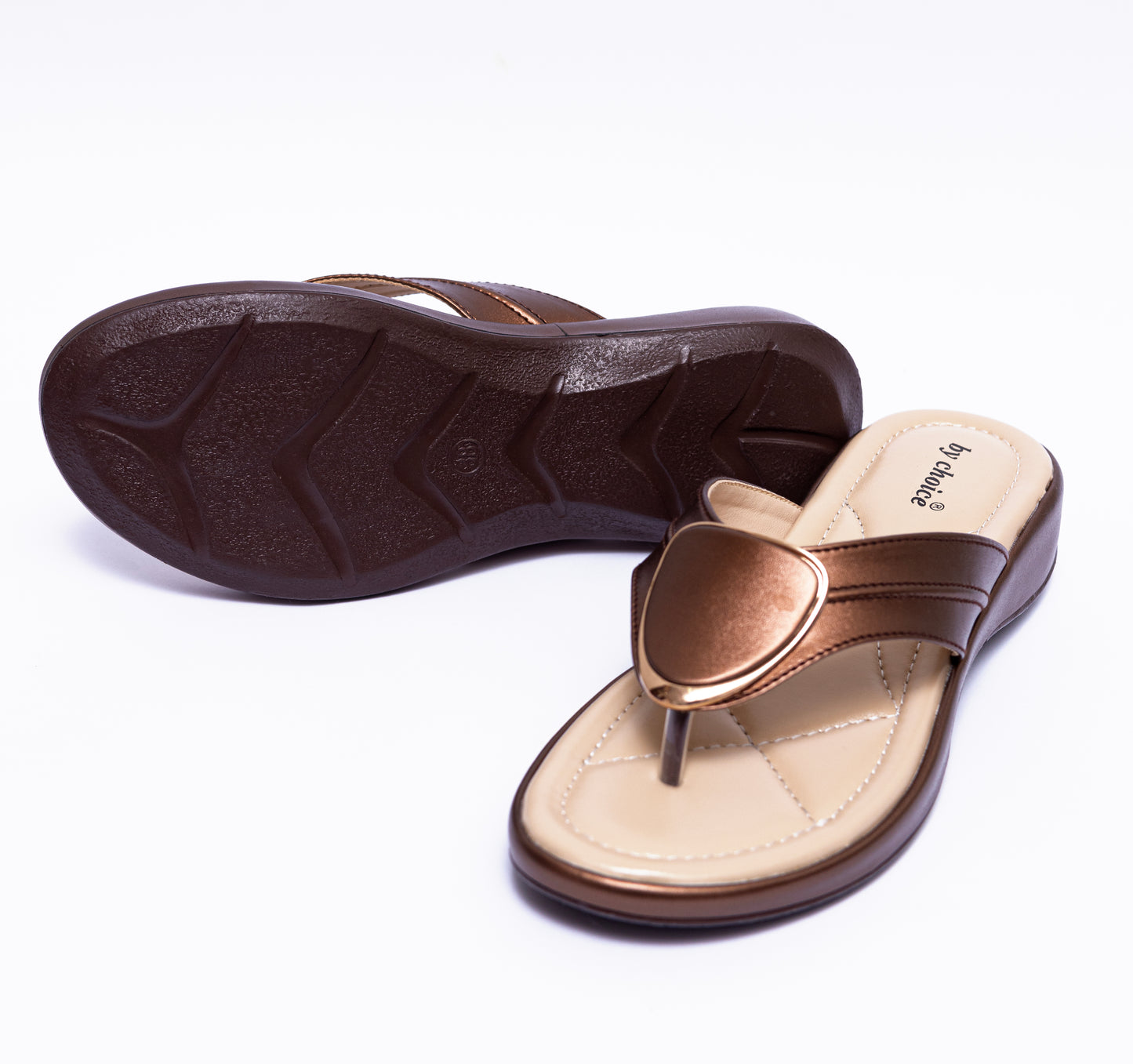 Brown V-Buckle Cushy Women's Slipper