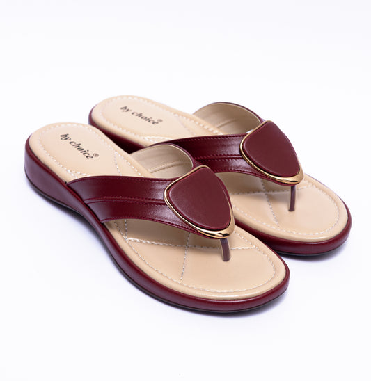 Maroon V-Buckle Cushy Women's Slipper