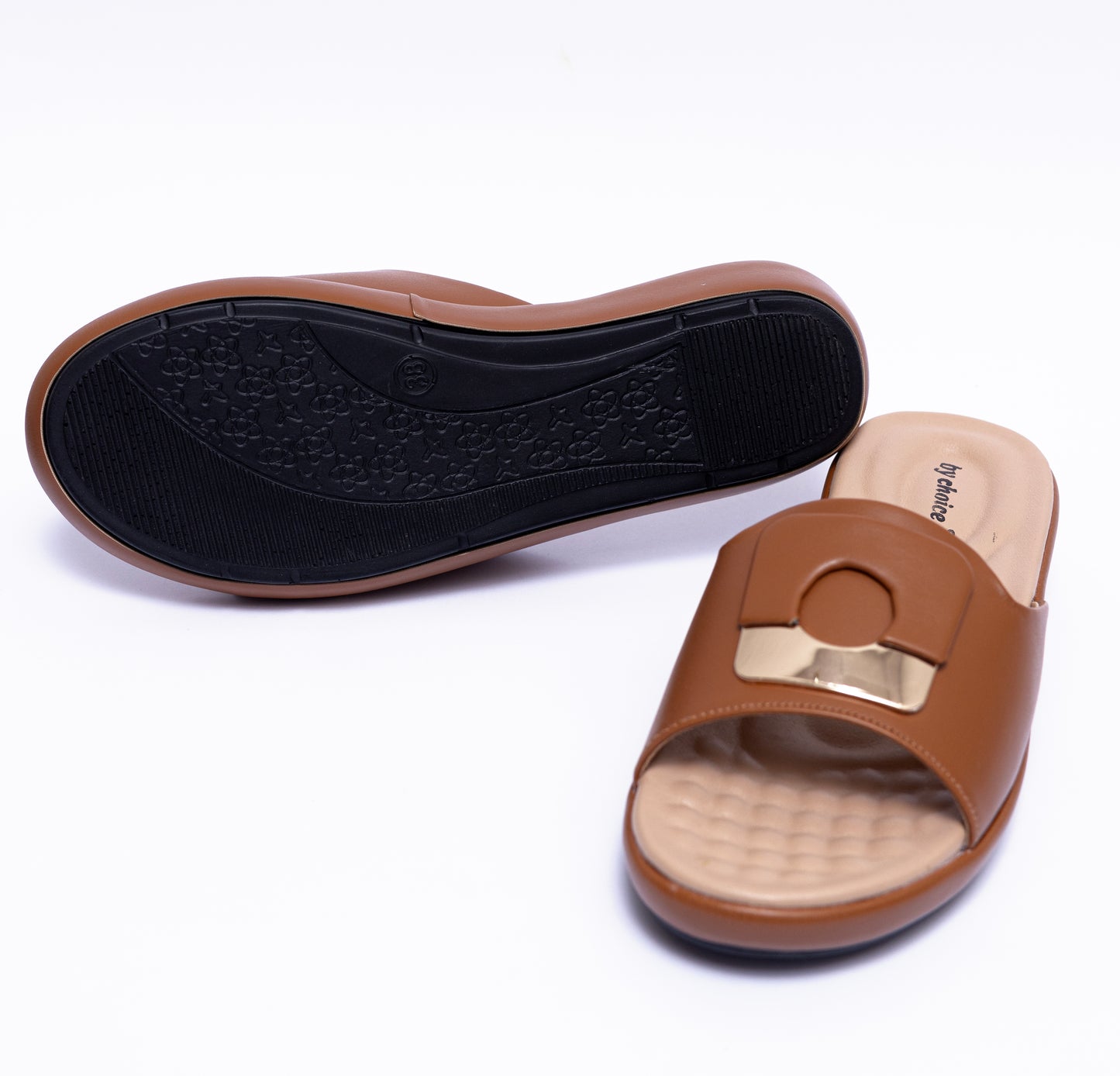 Mustard Square Buckle Women's Slippers
