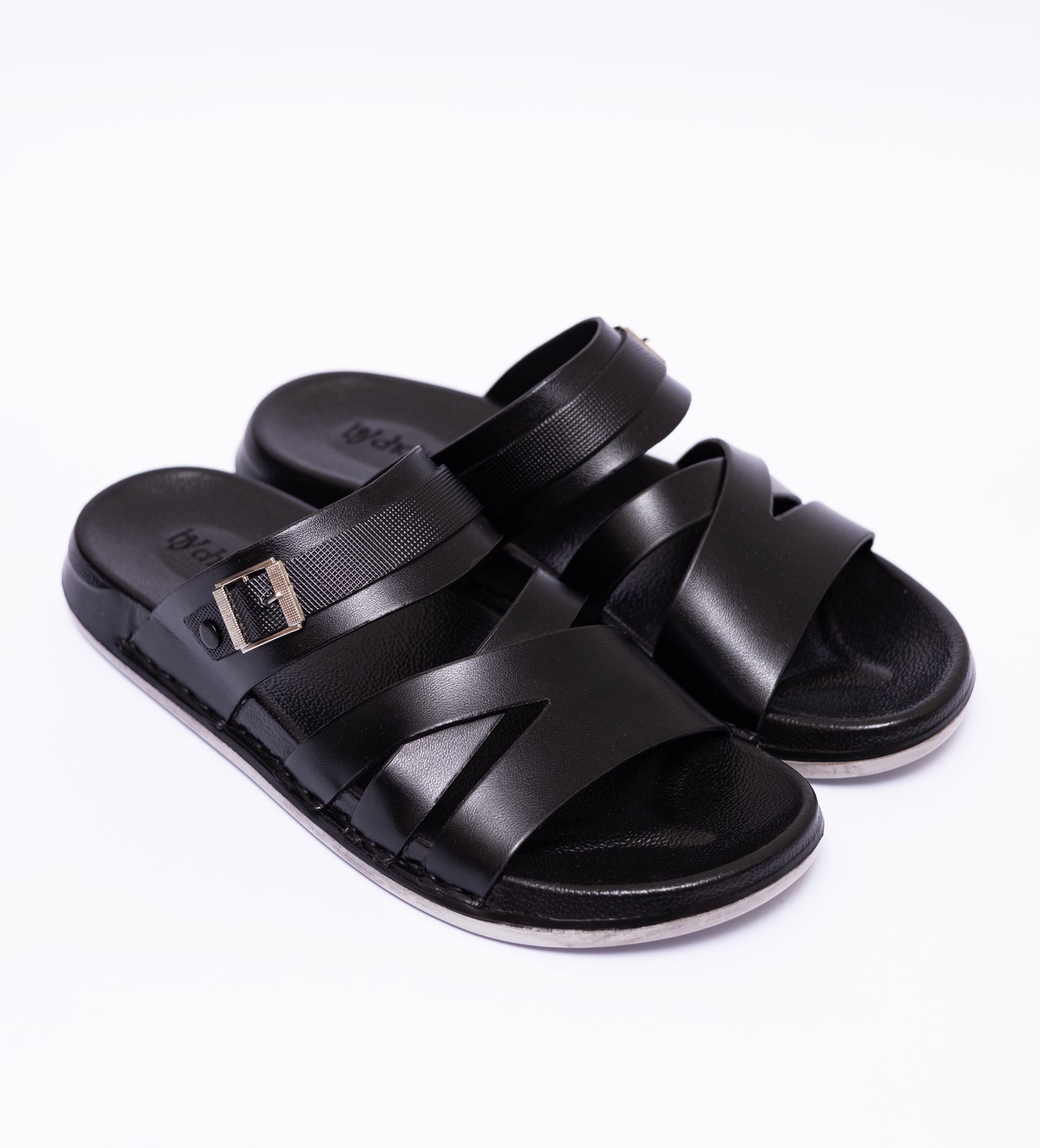 Medicated Black Cross Strap Slipper
