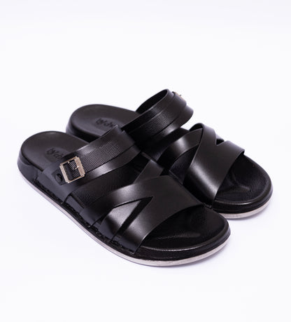 Medicated Black Cross Strap Slipper