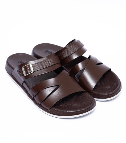 Medicated Brown Cross-Stripe Slipper