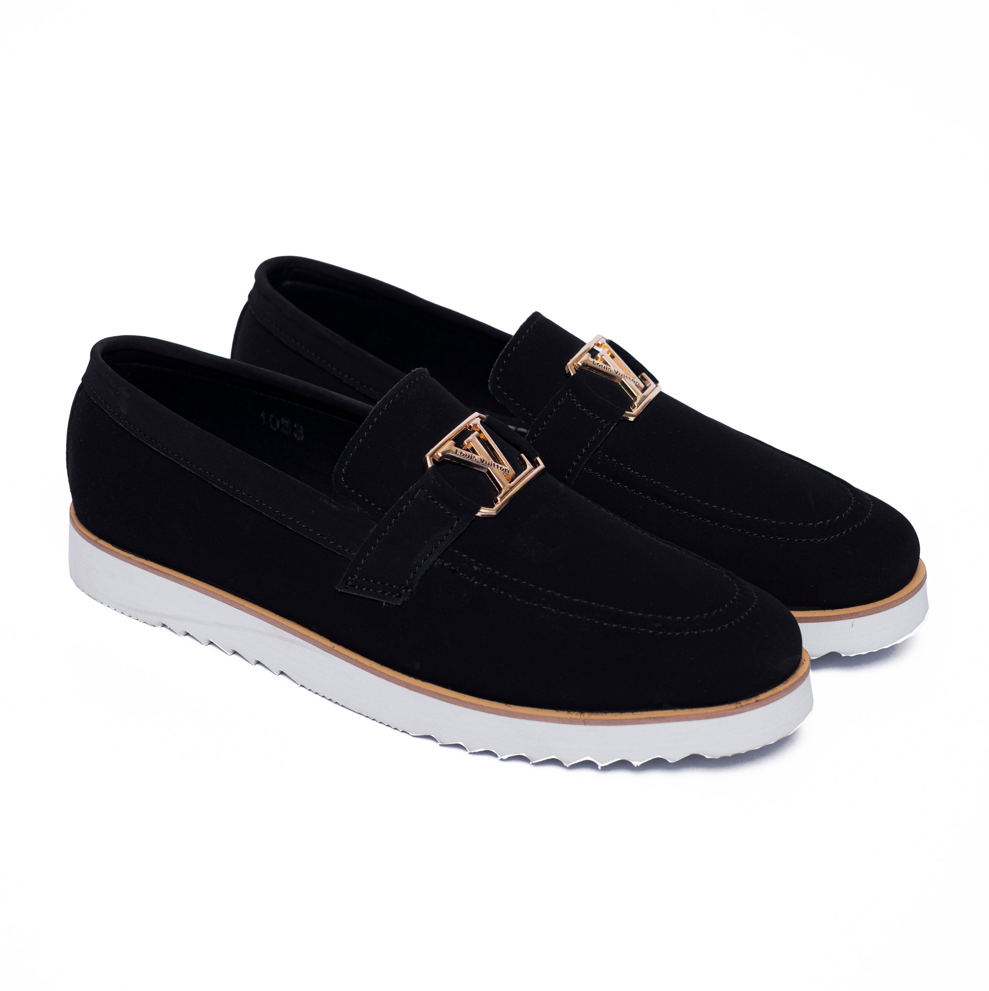 Black Suede High Sole LV Buckle – By Choice - Main Image