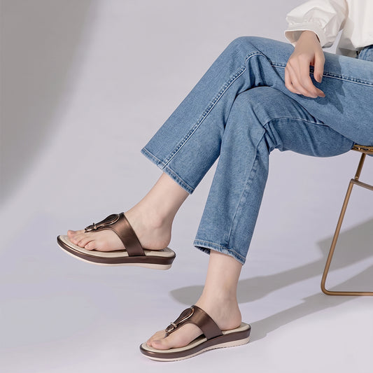 Women's Brown Oval Ring Slippers