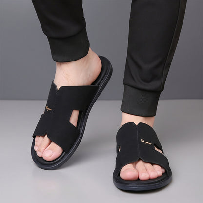 Men's Luxe Black Slippers