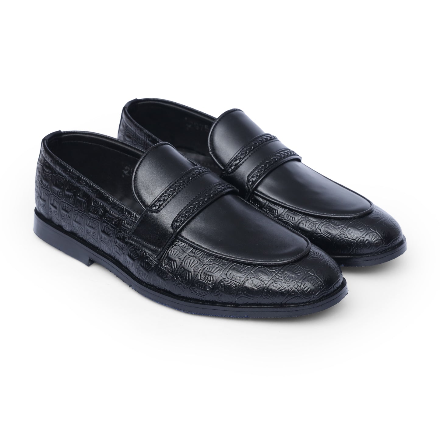 Black croc penny strap formal