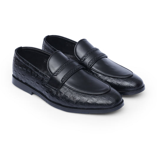 Black croc penny strap formal