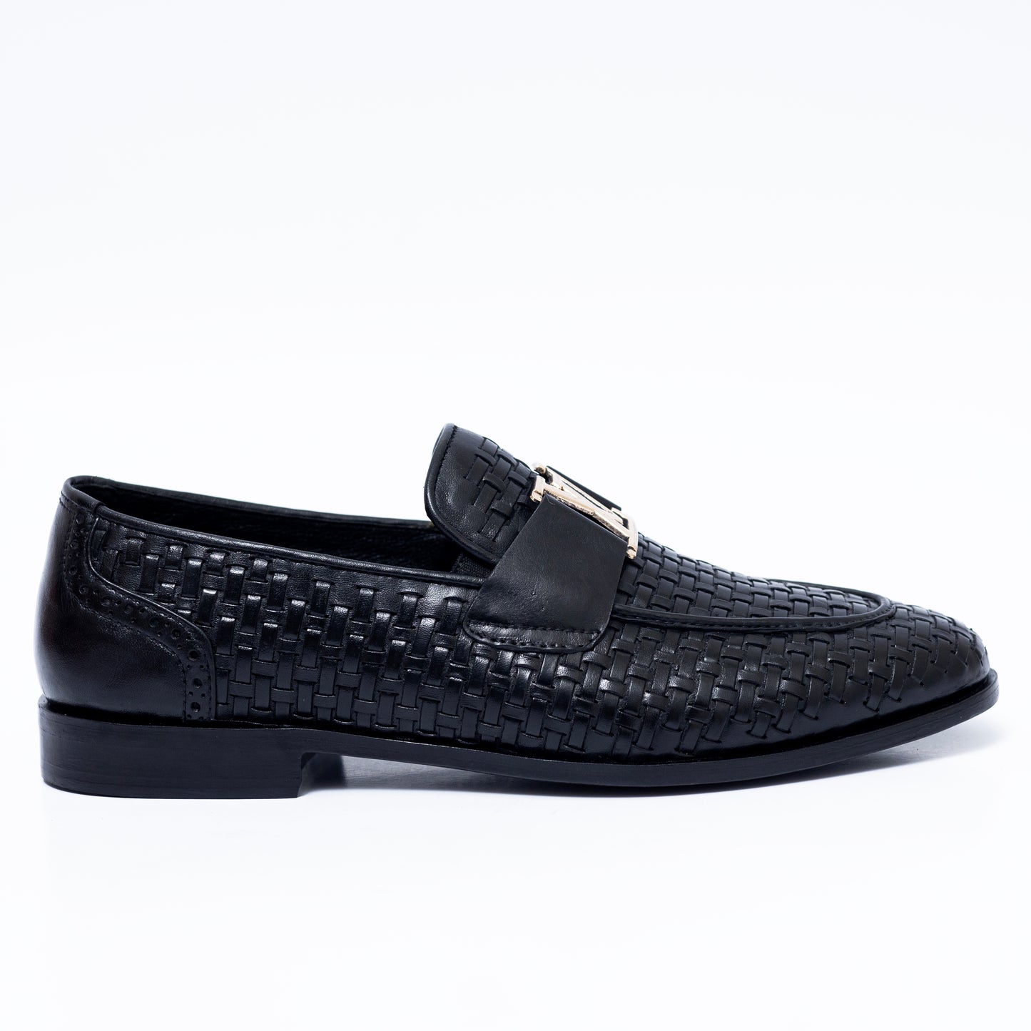 Black LV Woven Leather Shoes